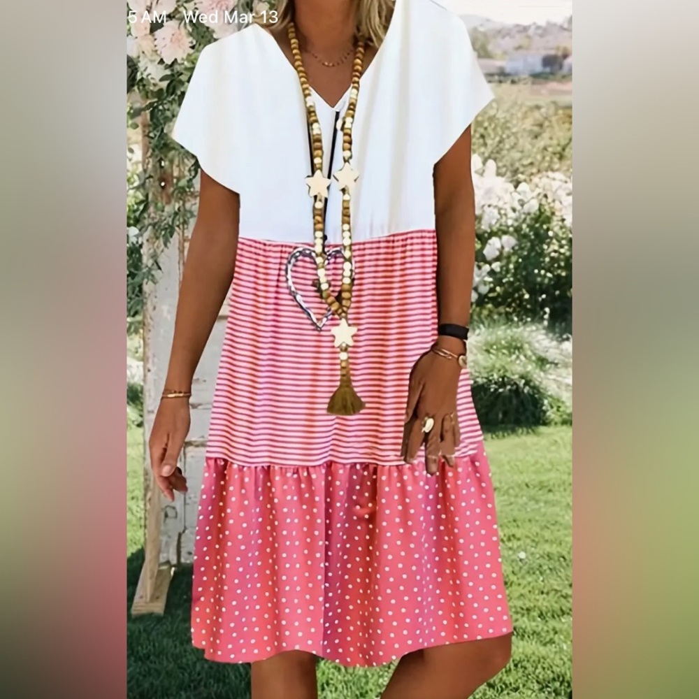 Pink and White Polka Dot Summer Dress